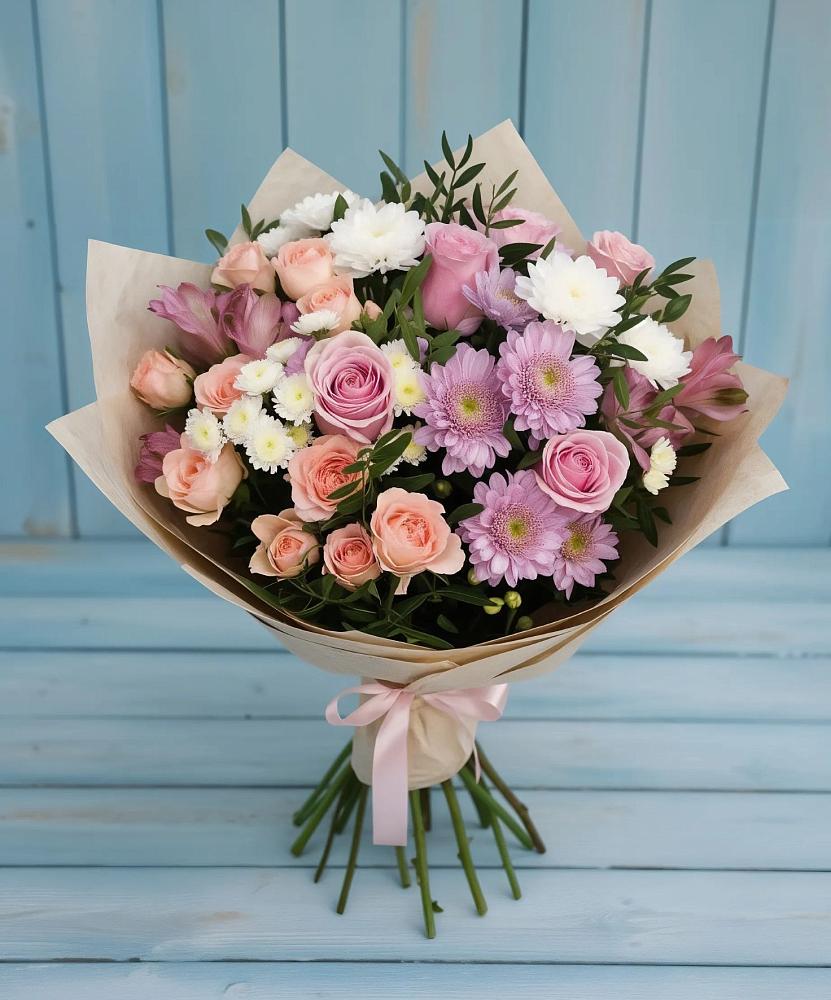 Букет цветов из: Хризантемы, Розы и Альстромерии в Забродах