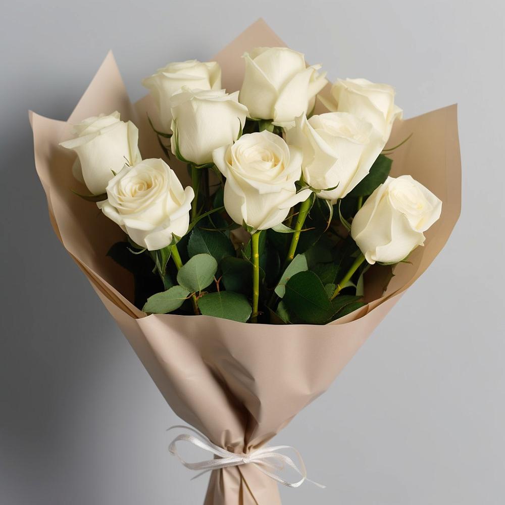 Букет 9 Белых роз Эдлесс Лав в Забродах