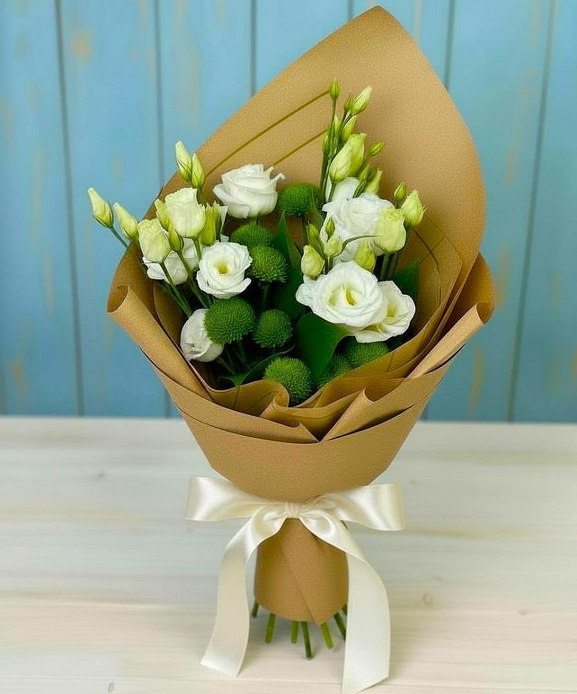 Букет цветов из: Хризантемы и Лизиантусы в Забродах