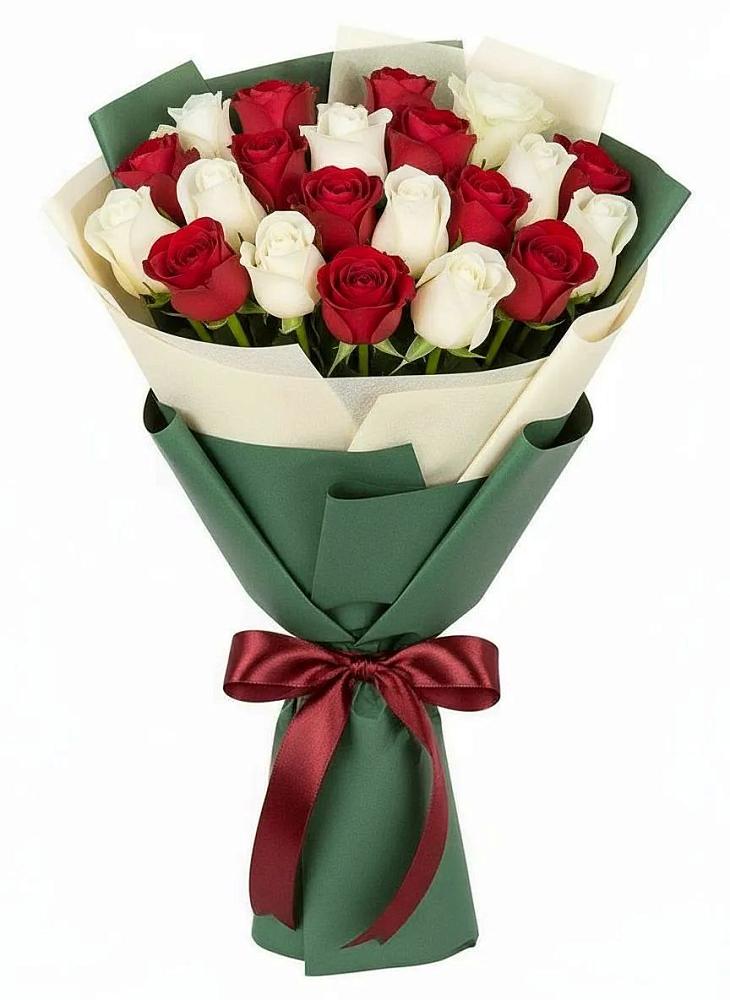 Букет Микс из красных и белых роз в Забродах