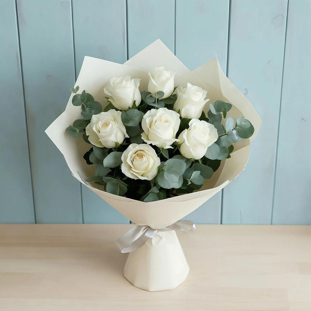 Букет Белые розы в Эвкалипте в Забродах
