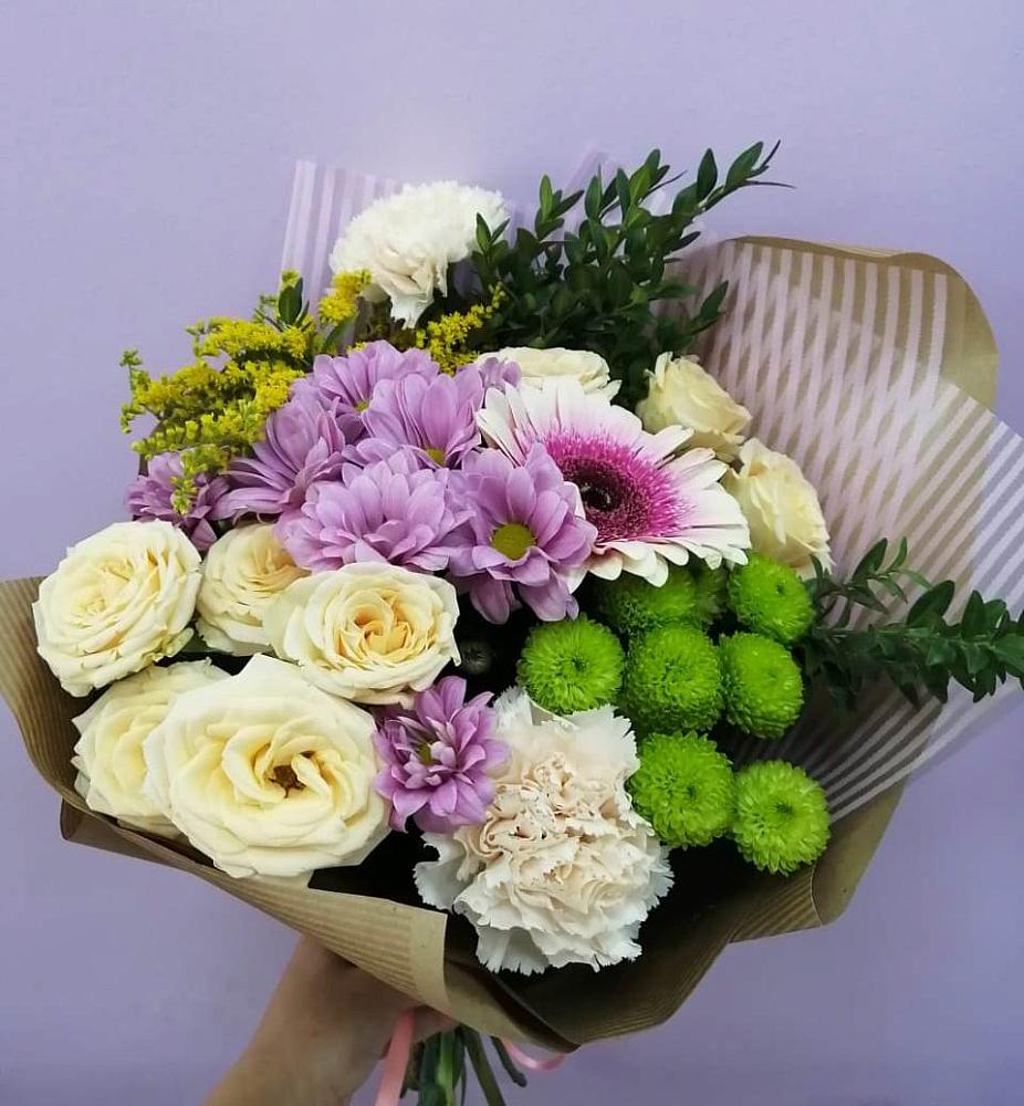 Букет цветов из: Хризантемы, Розы, Гвоздики и Герберы в Забродах