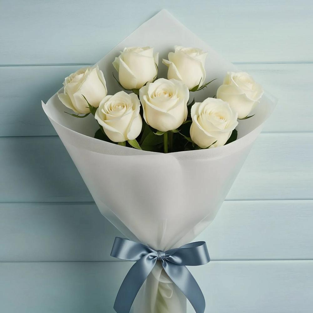 Букет 7 Белых роз Эдлесс Лав в Забродах